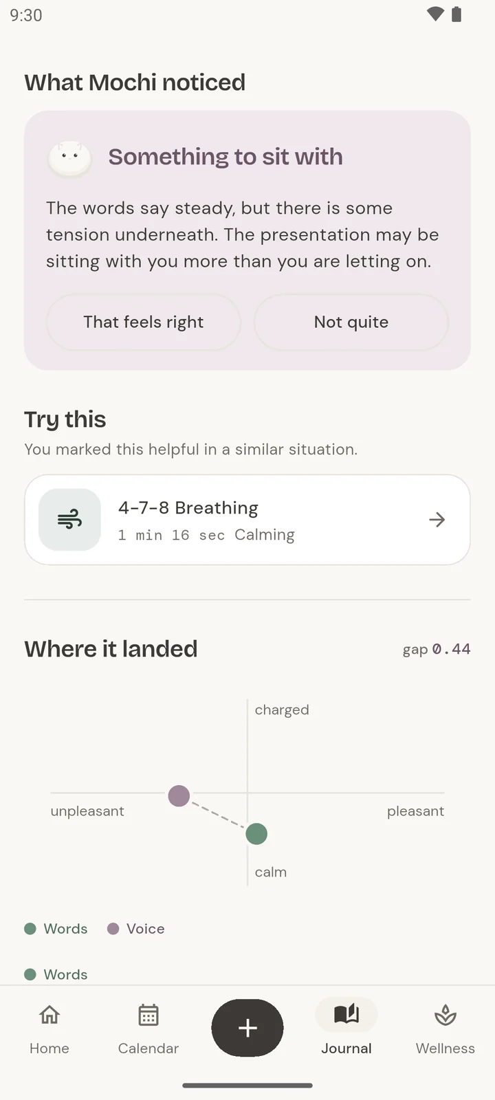 Insight card asking whether the reading feels true
